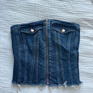 Denim zip up top